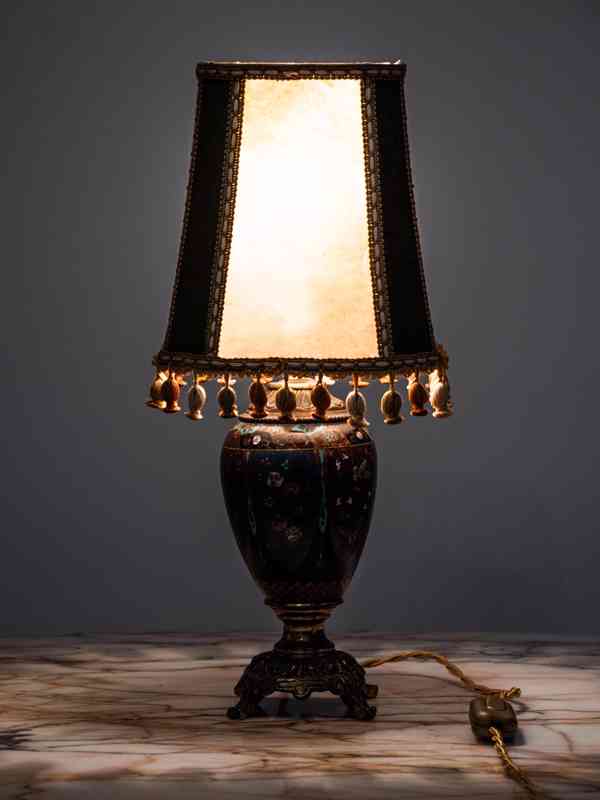 Čínská stolní lampa Cloisonne starožitná - foto 2