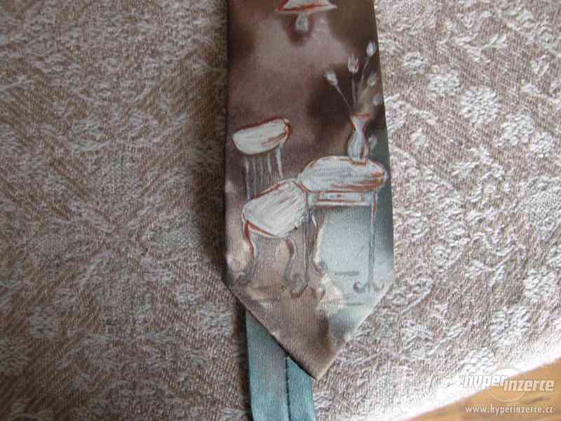Tři ručně malované hedvábné kravaty - foto 2