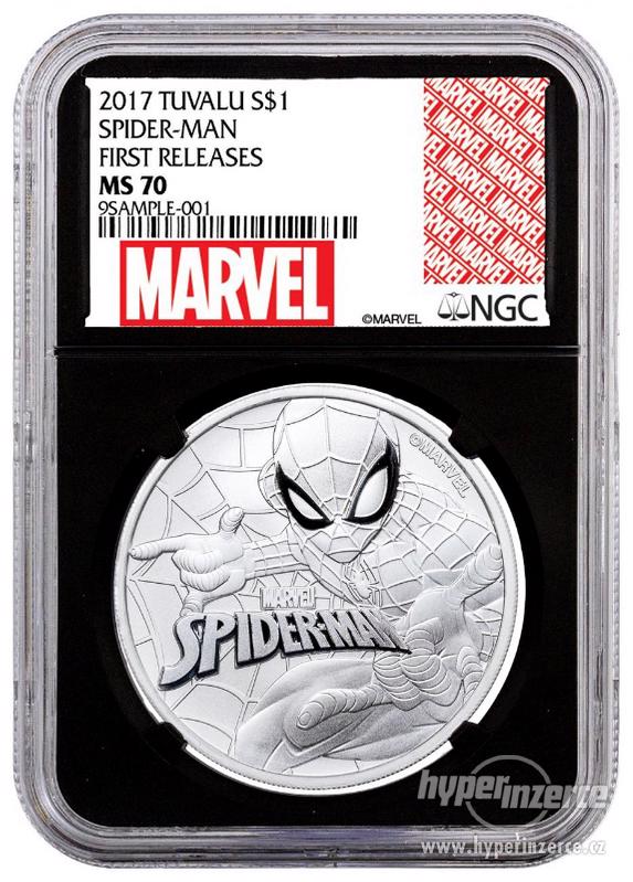 1 oz stříbrná mince Marvel Spiderman 2017 NGC MS70 - foto 1