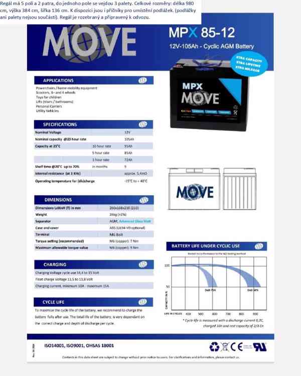 Baterie 12V 105Ah - foto 3