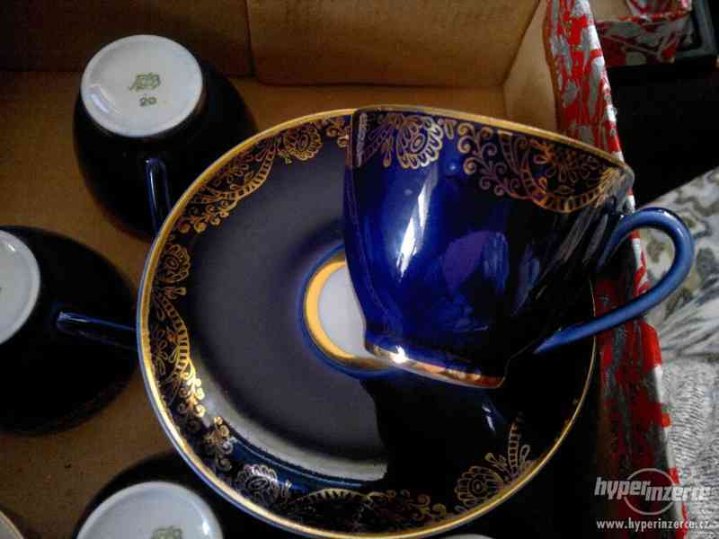 Krásný modrý cobalt servis,ručně malováno,zlaceno - foto 1