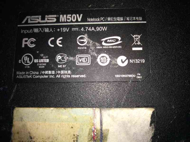 notebook ASUS M50V - funkční na ND
