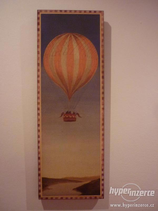 Prodám obraz malba na dřevě s motivem letícího balónu - foto 1