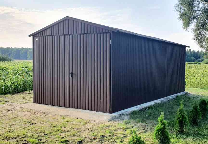 Plechová garáž 3m x 5m, sedlová střecha  - hnědá TS212 - foto 2