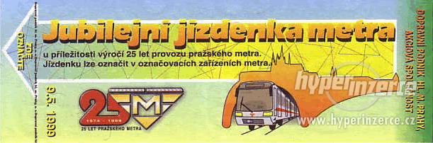 Jubilejní jízdenka pražského metra