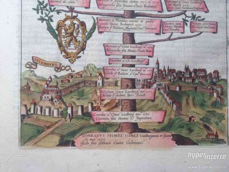 Rodokmen Lucemburků z roku 1606 – kolorovaná rytina - foto 2