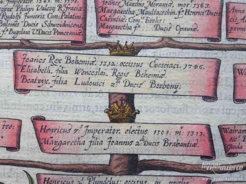 Rodokmen Lucemburků z roku 1606 – kolorovaná rytina - foto 5
