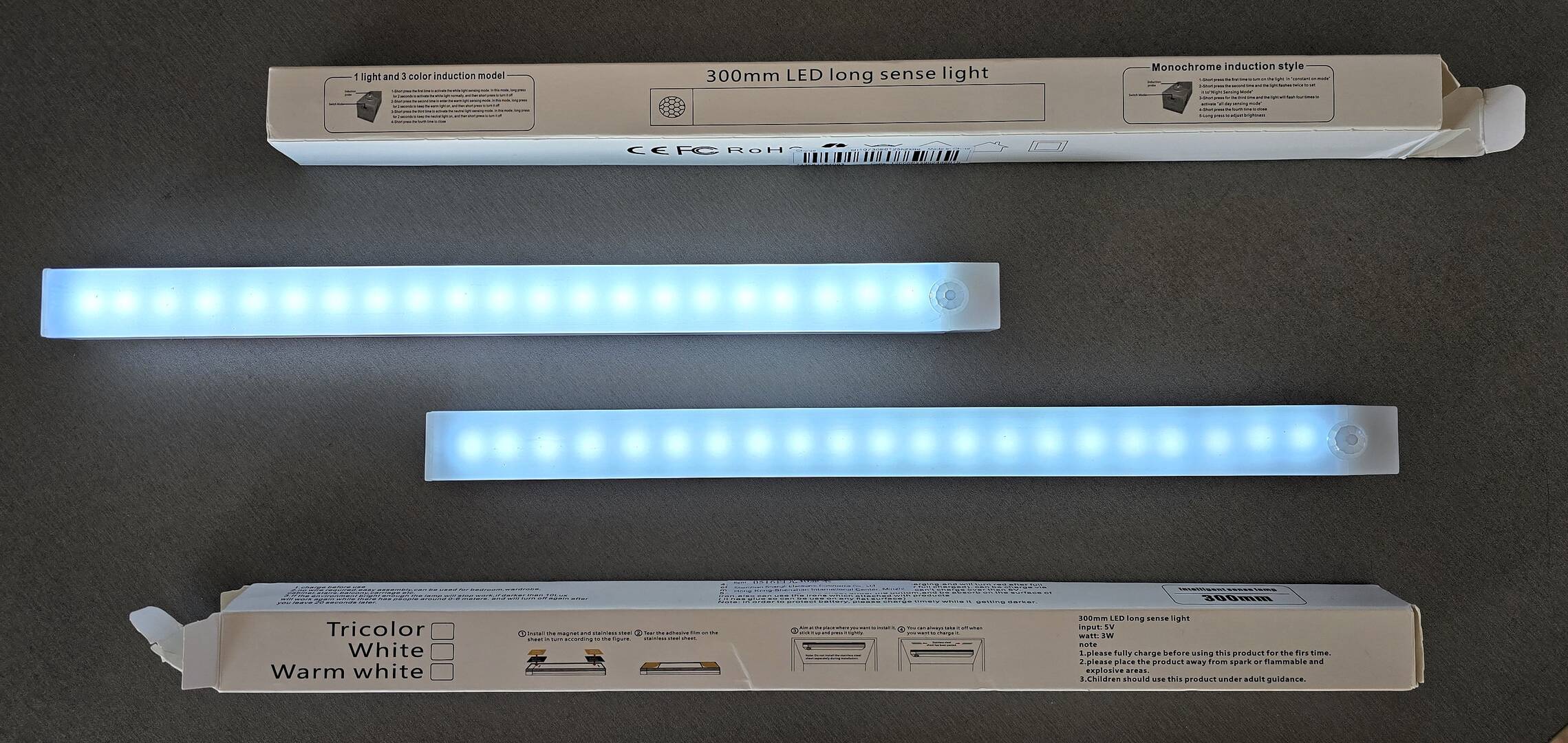LED světlo,senzor pohybu s USB nabíjením C,  30cm - foto 2
