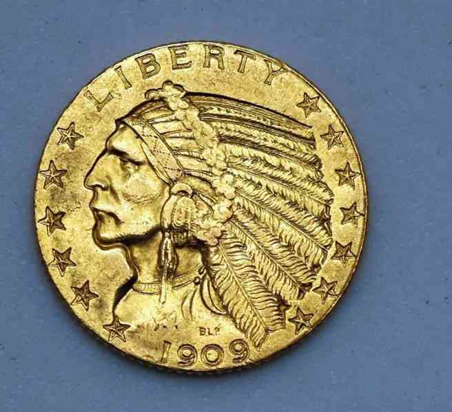 Zlatý 5 Dollar 1909 P - Indian Head - foto 1