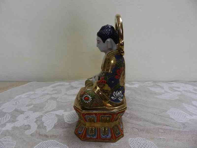 Luxusní Japonská bohatě zdobená soška Budha Satsuma  - foto 6