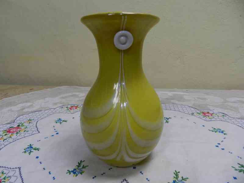 Zajímavá stará autorská žlutá krémová Váza - foto 2