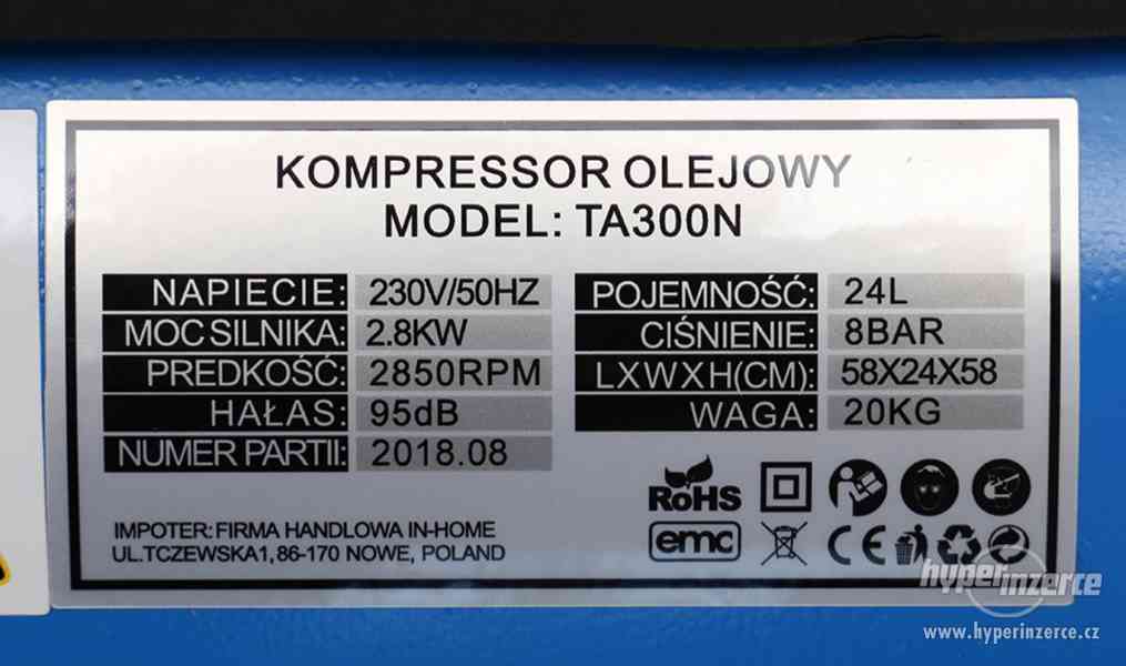 Olejový kompresor TAGRED TA300, 24L - foto 10