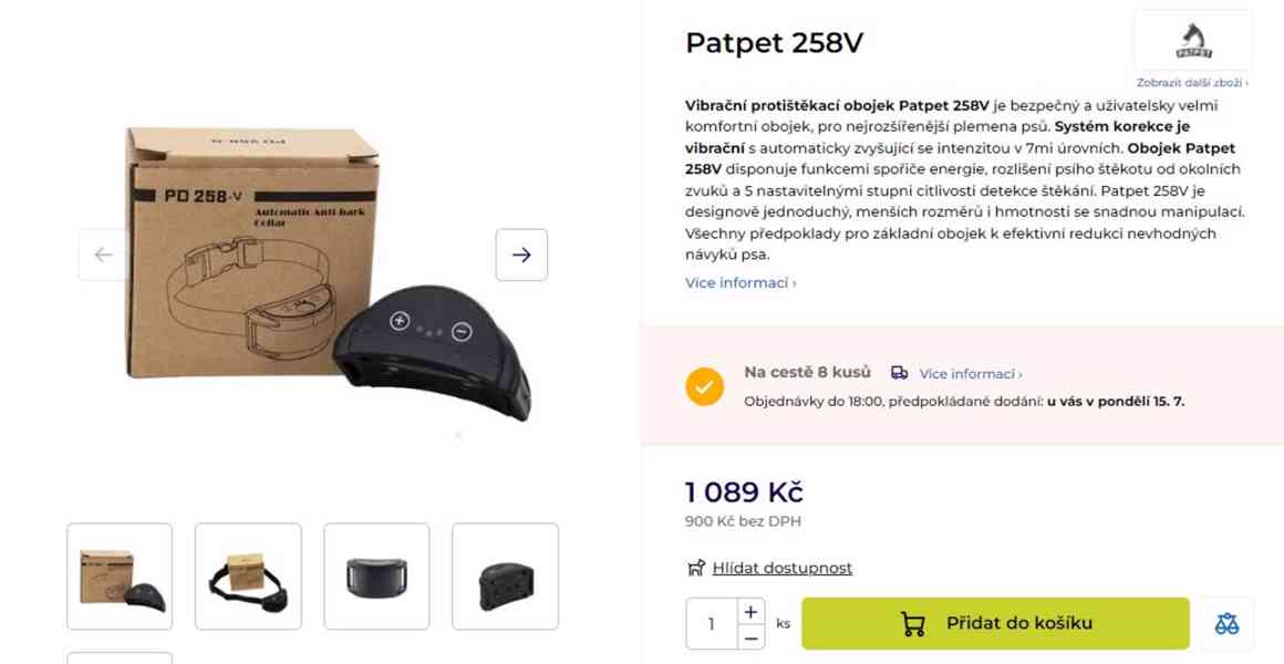 Protištěkací obojek PD258-V - zvuk, vybrace, bez elektrošoků - foto 2