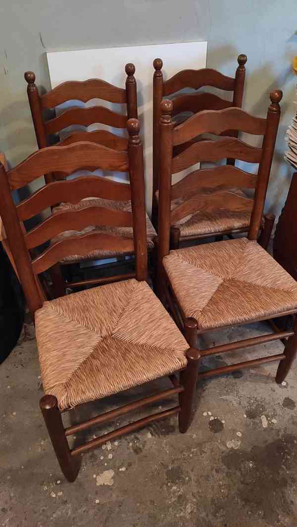 4x dřevěné židle s vypleteným sedákem - foto 2