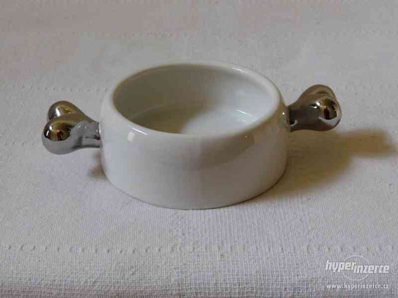 Porcelánová miska pro pejsky - stříbrná kost - foto 1