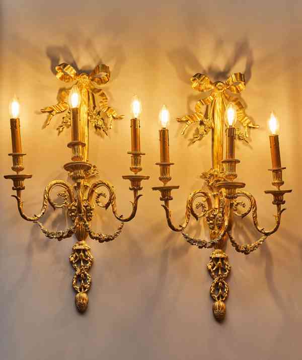 Luxusní nástěnné lampy neoklasicistní – zlacený bronz - foto 2