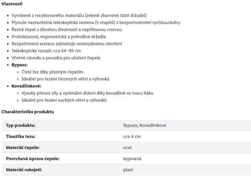 Nůžky na větve 4cm teleskopické nové - foto 2