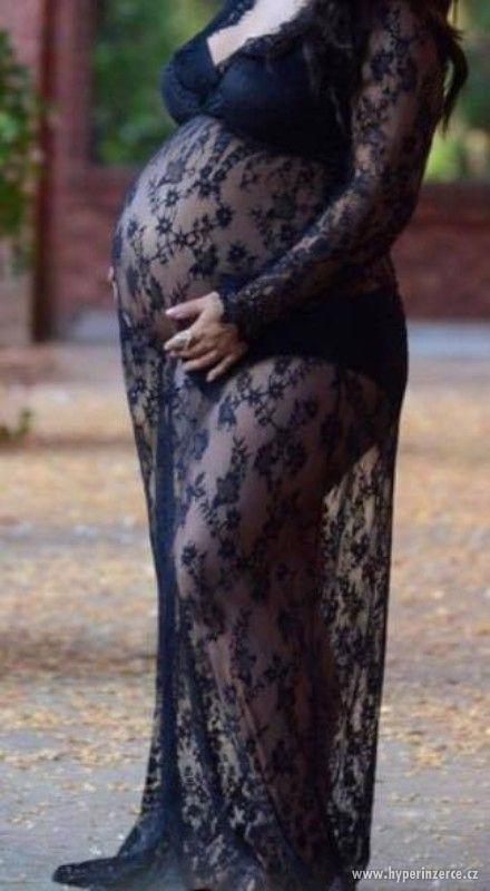 Krásné černé těhotenské šaty na focení - foto 2
