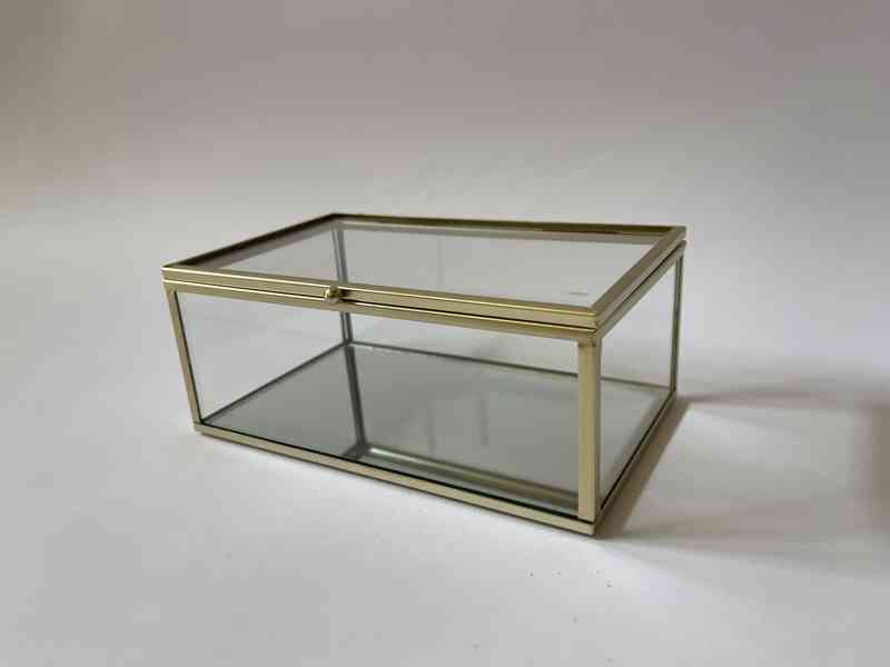 Šperkovnice zlatý odstín - kov sklo zrcadlo - foto 2