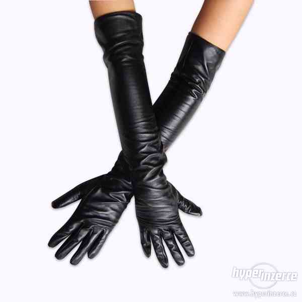 Sexy dlouhé rukavice z umělé kůže 50cm dlouhé - foto 1