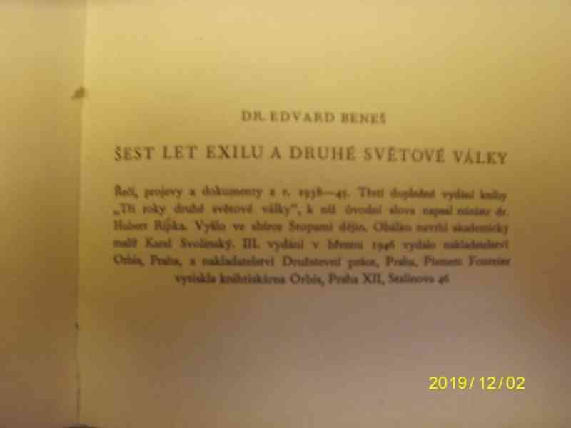 Název:	Šest let exilu a druhé světové války Autor:	Beneš, Ed - foto 3