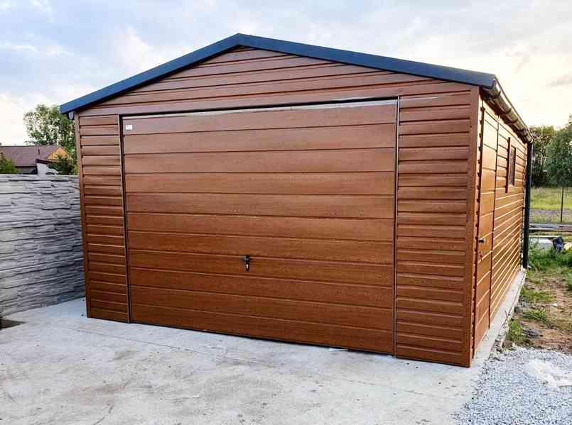Plechová garáž 4m x 5m, sedlová střecha - TS217