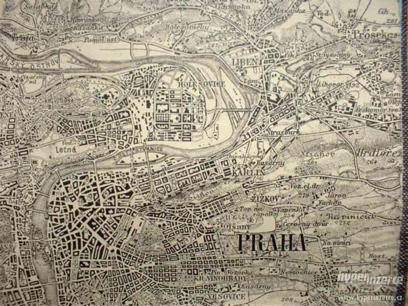 Mapa Prahy a okolí 20 léta 20 století - foto 1