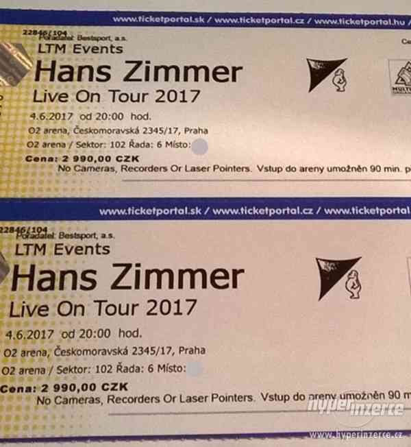 Hans Zimmer 4.6.2017 - vstupenky blízko pódia - foto 1