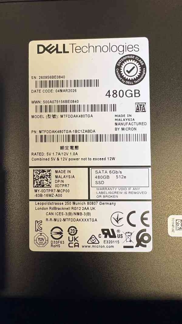 2ks disk DELL "345-BEBH", 480GB, SSD, 512e, SATA, 6Gbps, 3,5 - foto 3