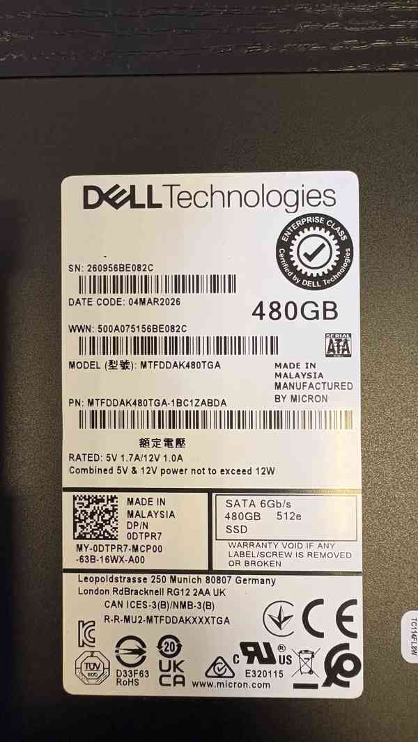2ks disk DELL "345-BEBH", 480GB, SSD, 512e, SATA, 6Gbps, 3,5 - foto 2
