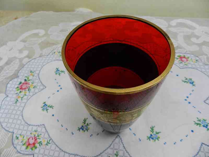 Hezká stará zlacená rubínová Váza Vinná Réva - foto 3
