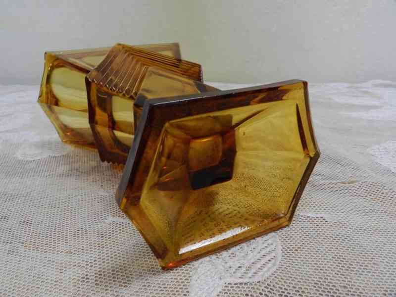 Kubistická Váza Inwald medové sklo - foto 6