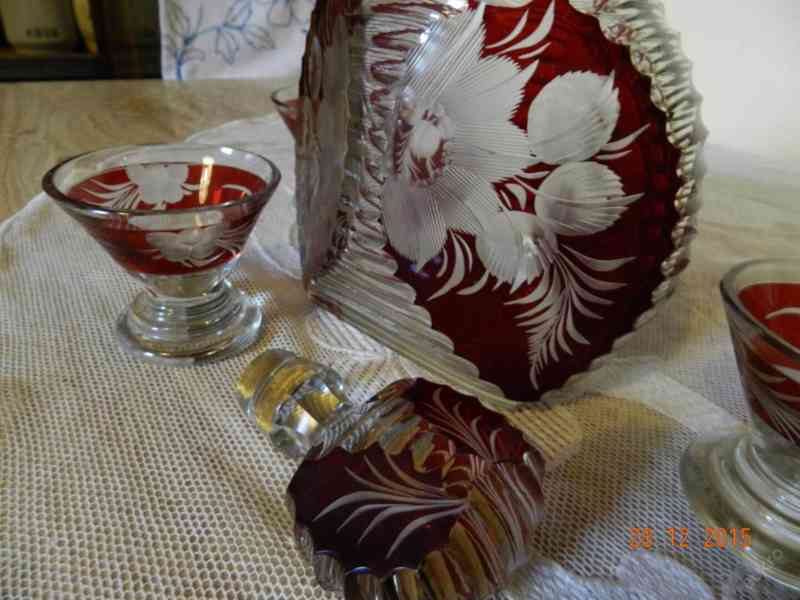 Luxusní Art Deco souprava Karafa a 4 půlky  - foto 5