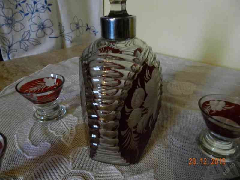 Luxusní Art Deco souprava Karafa a 4 půlky  - foto 3