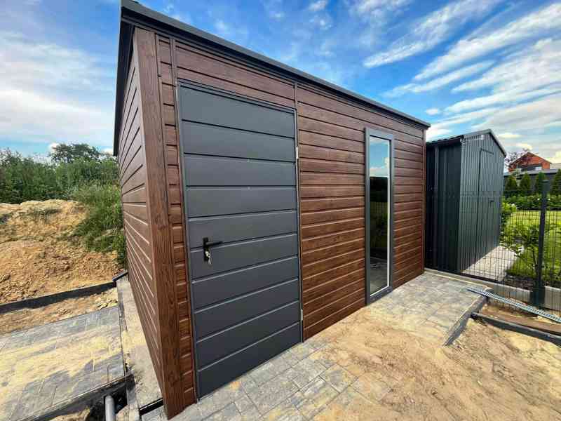 Zahradní domek 3,5x2,5m  dveře - Okno -  tmavý ořech TS824 - foto 3