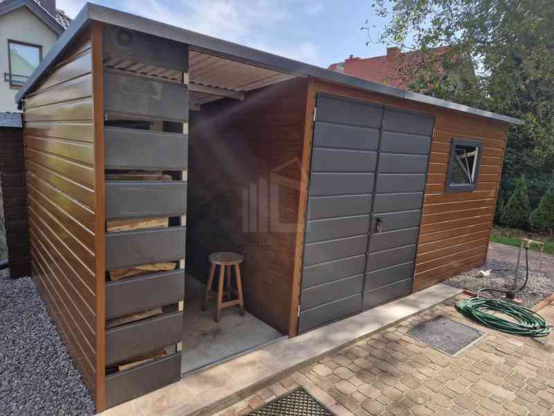 Zahradní domek 4,5x3m + přístřešek 1,5m Dvoukřídlá vrata - foto 2