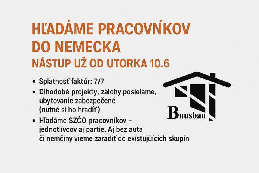 Hledáme dělníky do Německa – OSVČ