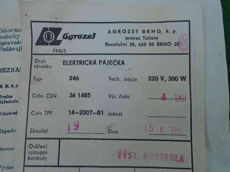 ELEKTRICKÁ PÁJEČKA Pájka T246 jako nová Agrozet Brno top - foto 3