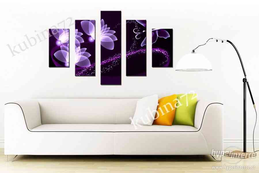 Pětidílný obraz velikost 150 x 105 cm - fialový motýlek - foto 2