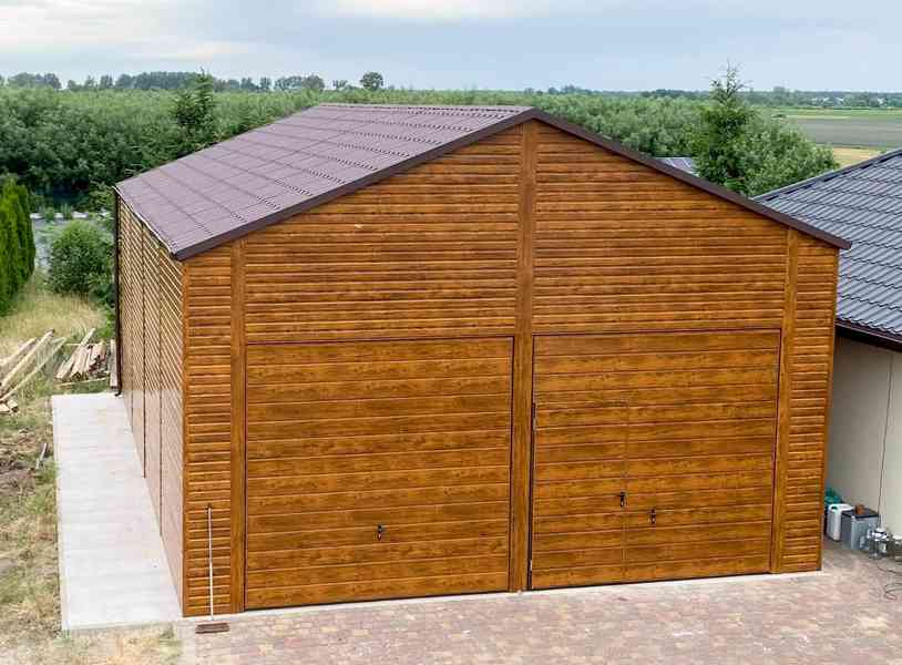 Plechová garáž 7x12m sedlová střecha 2x výklopná vrata TS255 - foto 4