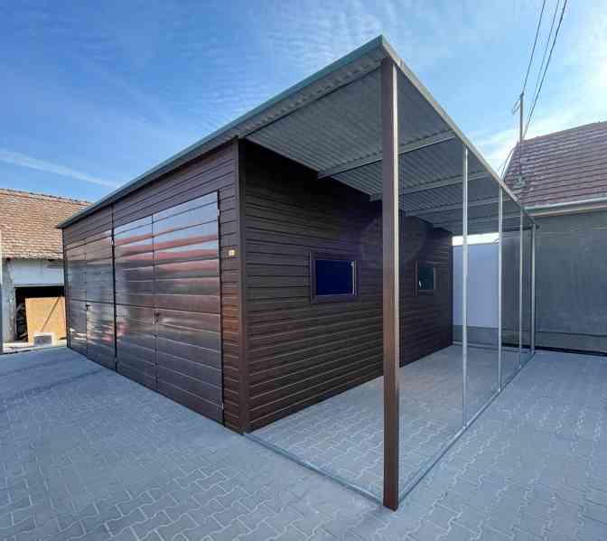 Plechova garáž 7x6 přístřešek 1,6 2x Dvoukřídlá vrata TS1019 - foto 3