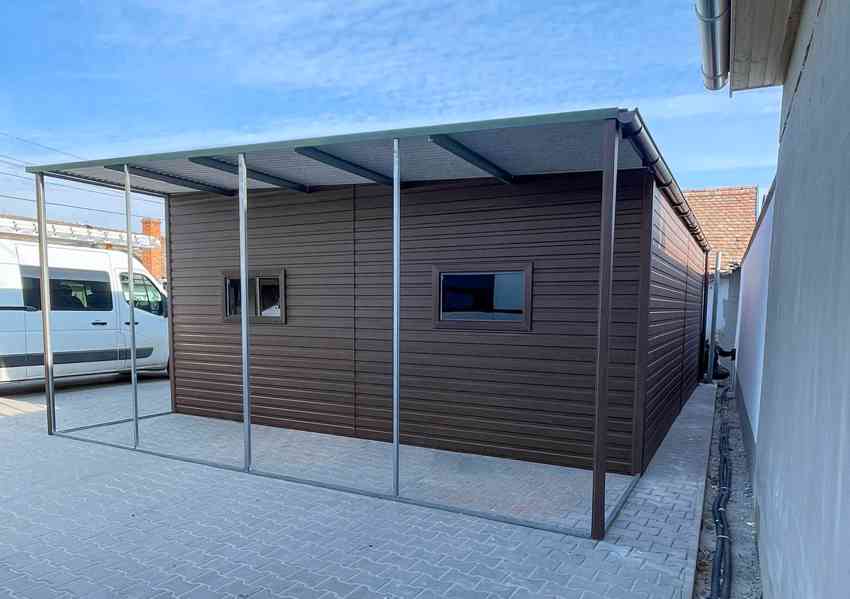 Plechova garáž 7x6 přístřešek 1,6 2x Dvoukřídlá vrata TS1019 - foto 2