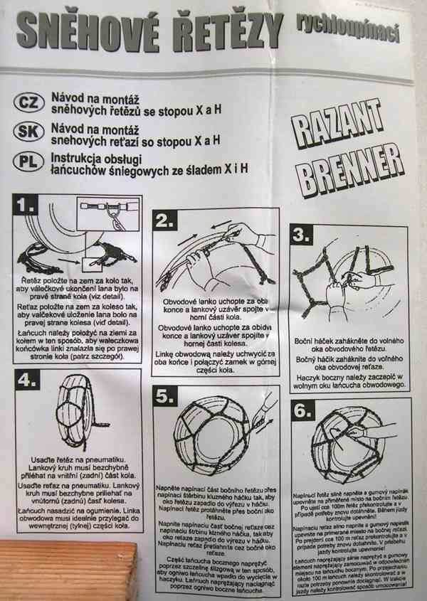 Sněhové řetězy Razant 60 - nové pro pneu 175-13 až 195/50-15 - foto 5