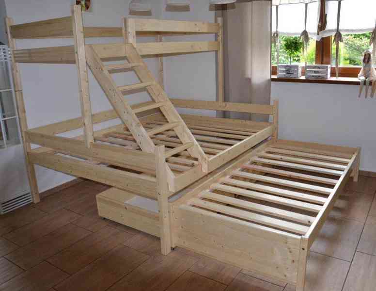 Nová patrová postel z masívu Nelis pro 4 osoby, 140x200 cm - foto 2