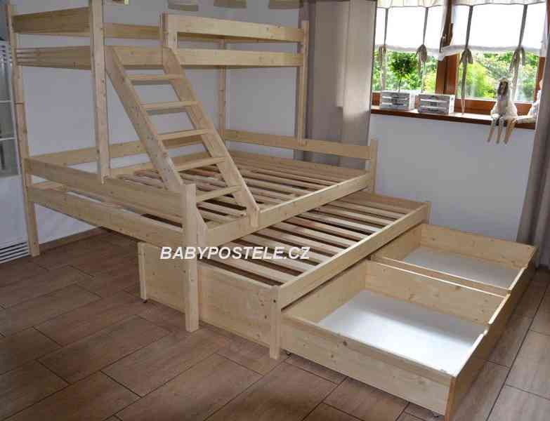 Nová patrová postel z masívu Nelis pro 4 osoby, 140x200 cm - foto 1