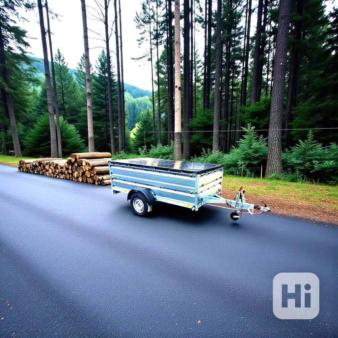 Nový brzděný vozík 1300Kg, 2,65mx1,30,+bočnice +plachta, DPH - foto 1