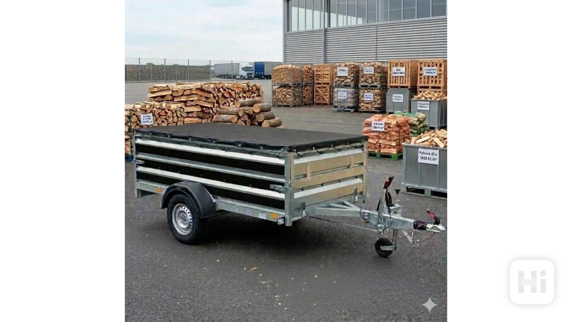 Nový brzděný vozík 1300Kg, 2,65mx1,30,+bočnice +plachta, DPH - foto 1