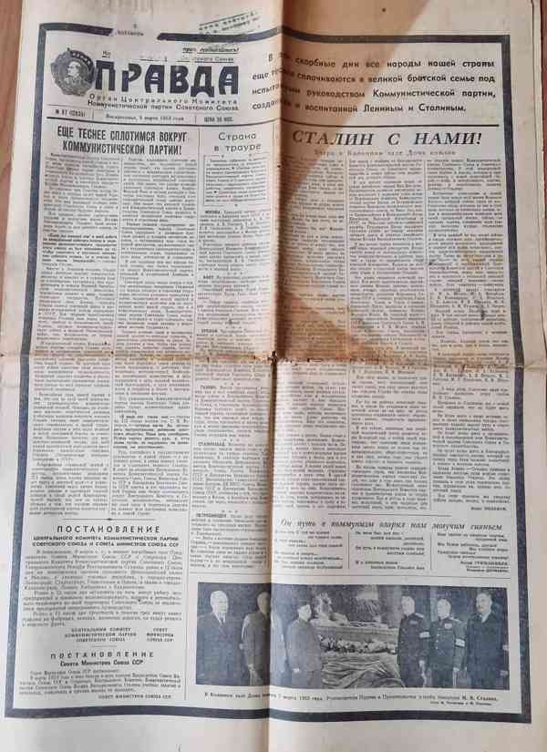 Úmrtí Stalin,Úmrtí Gottwald - i Pravda a Gazeta noviny - foto 7