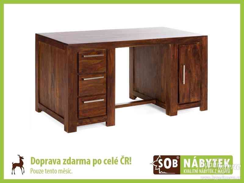 Psací stůl z palisandru, dřevěný psací stůl hnědý - foto 1