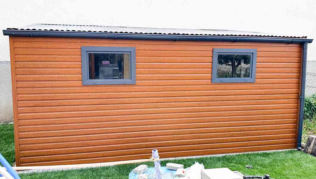 Zahradní domek - 3m x 6m, bočni spád - dveře + 2x okno TS304 - foto 3